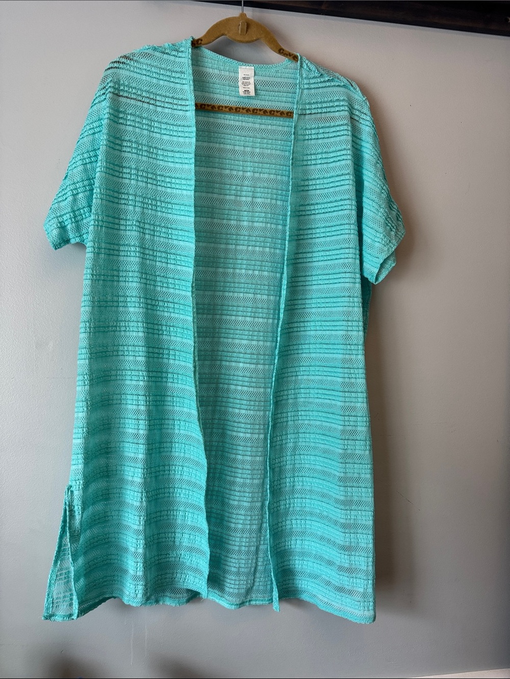 Lightweight Open Front Knit Cardigan - Aqua